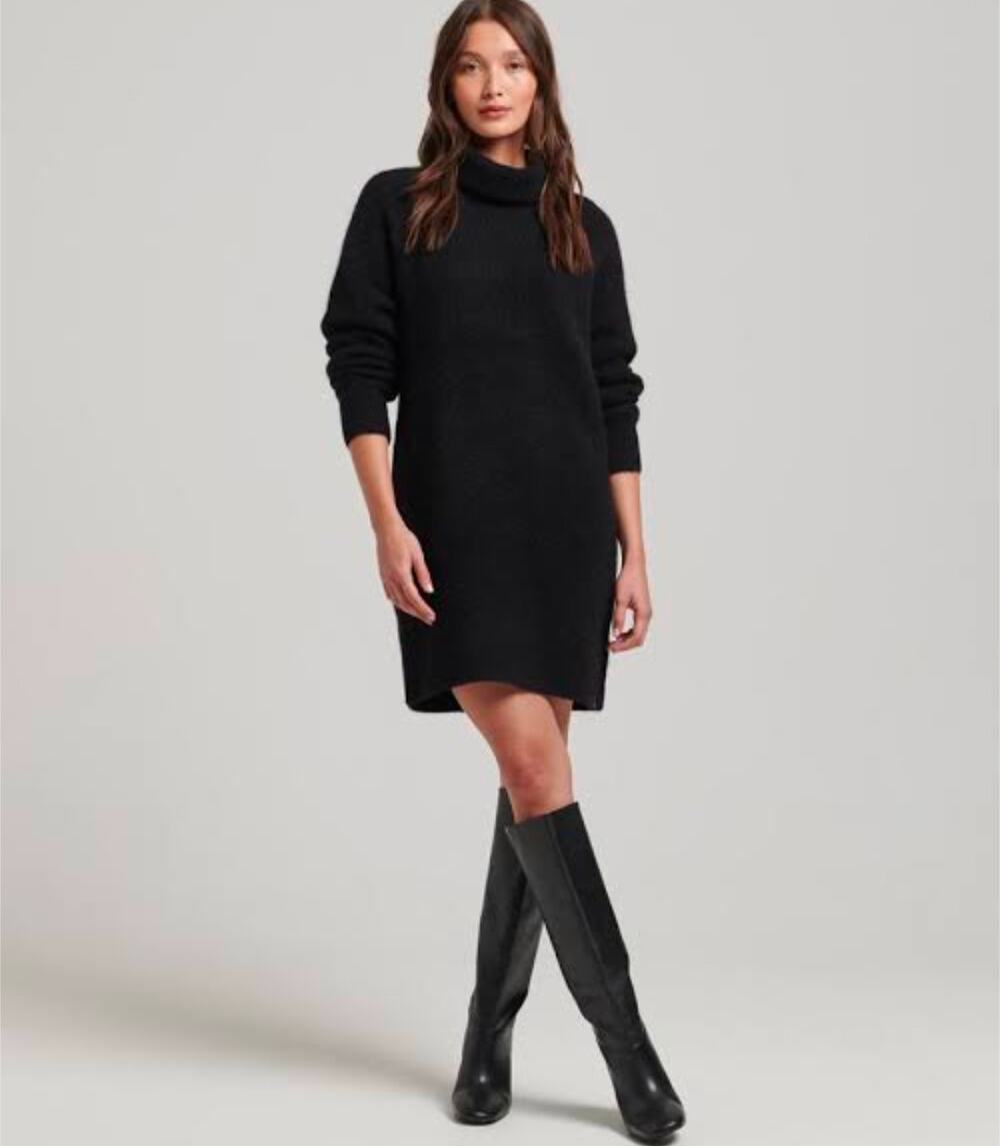 H&M Basic Sweater Dress Women's Turtleneck Black Long Sleeves Size Small